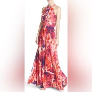 Eliza J. Floral Print Halter Maxi Dress